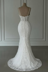 Long White Wedding Dress Mermaid Sweetheart Beaded Sleeveless Bridal Gown With Pearls