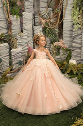 Lovely Sleeveless Ball Gown Flower Girls Dress With Appliques