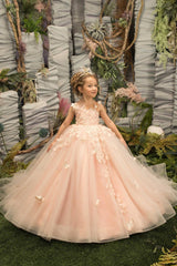 Lovely Sleeveless Ball Gown Flower Girls Dress With Appliques