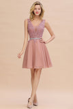 Lovely Sleeveless Short Prom Dress | Mini Homecoming Dress With Appliques