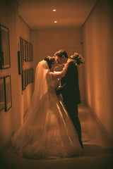 Luxurious Crystals Beading Princess Wedding Dress Long Sleeve Court Train Bridal Gown