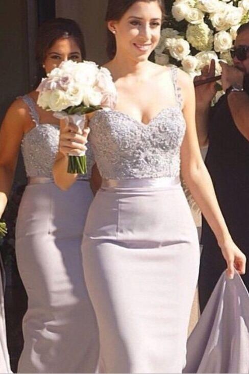 Mermaid Bridesmaid Dress Lace Beading Bridal Party Maid of Honor Dresses