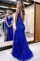 Mermaid Dark Red Prom Dress Long Formal Dress With Slit