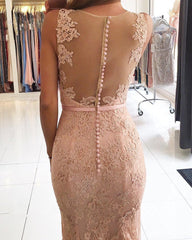 Mermaid Pink Lace Formal Dress Sexy Long Evening Dresses BA6398