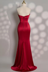 Strapless Sleeveless Mermaid Long Evening Formal Dress With Front Split