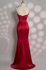 Strapless Sleeveless Mermaid Long Evening Formal Dress With Front Split