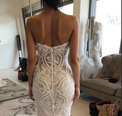 Mermaid Sweetheart Beach Wedding Dresses | Sheer Tulle Lace Bridal Gowns