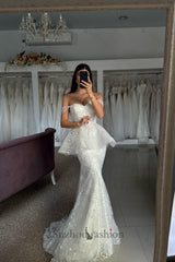 Mermaid Tulle Lace Sweetheart Sleeveless White Beach Wedding Dress Bridal Gown With Appliques