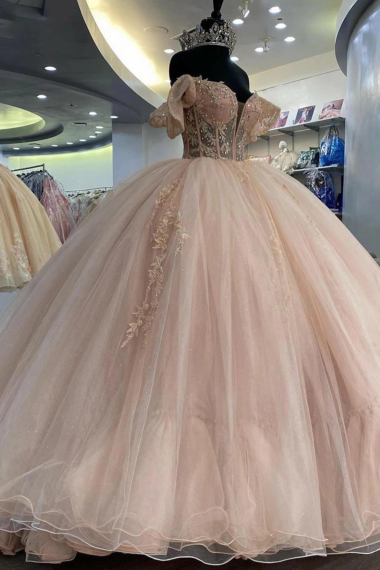 modern princess dress up Modern Ball Gown Off Shoulder Sleeveless Lace Appliques Beaded Lace Up –  suzhoufashion