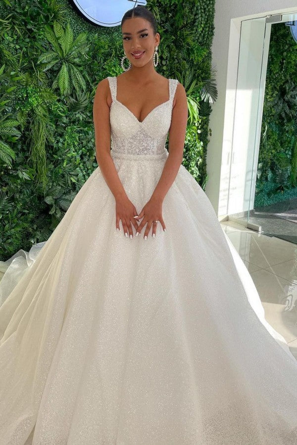 Modest A-Line Sweetheart Straps Floor-length Wedding Dresses | Suzhoufashion suzhoufashion Modest A-Line Sweetheart Straps Floor-length Wedding Dresses | Suzhoufashion suzhoufashion
