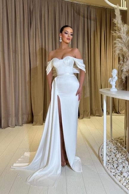 Modest Sweetheart Cap Sleeves Column prom Dresses Slit Front Modest Sweetheart Cap Sleeves Column prom Dresses Slit Front