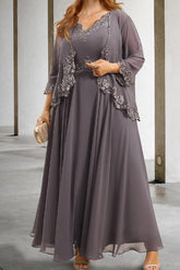 Mother of the Bride A Line Dress Featuring Applique & Sequins
