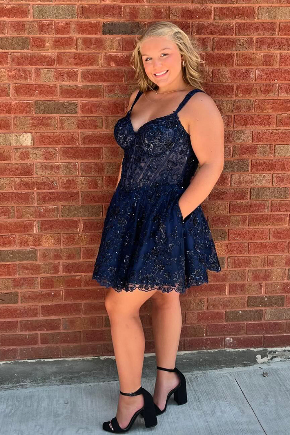 Navy Homecoming Dress Corset Plus Size A Line Short Prom Dress Suzhoufashion Navy Homecoming Dress Corset Plus Size A Line Short Prom Dress Suzhoufashion