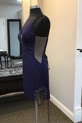 Navy Homecoming Dresses Fringed Tight Short Cocktail Dresses