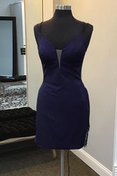 Navy Homecoming Dresses Fringed Tight Short Cocktail Dresses