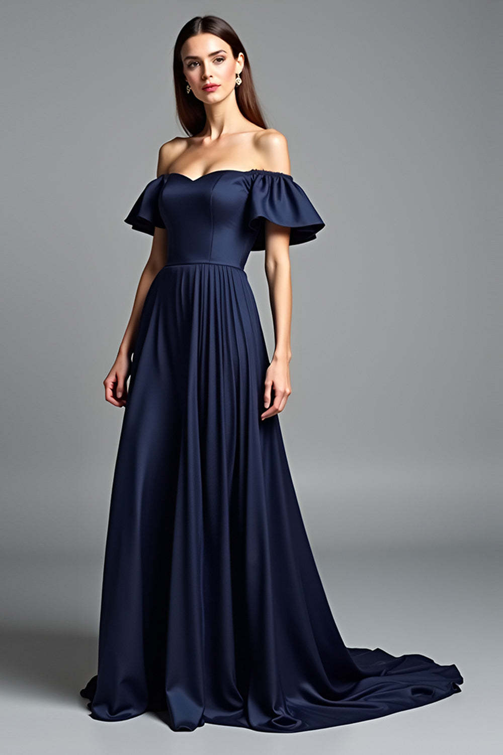 Suzhoufashion Navy Wedding Guest Dress Beaded Halter A Line Long Formal  Dress – suzhoufashion