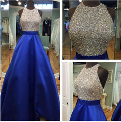 New Arrival Halter Beading Prom Dress Latest A-Line Sweep Train Formal Occasion Dress