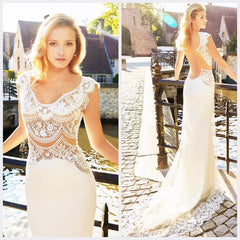 New Arrival Sexy Lace Bridal Gowns Open Back Sleeveless Summer Beach Wedding Dresses
