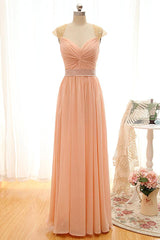 New Arrival Simple Chiffon Long Bridesmaid Dress Popular Natural Ruffles Wedding Dresses
