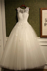 New Arrival Tulle Lace A-Line Wedding Dress Natural Sleeveless Floor Length Bridal Dresses