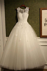 New Arrival Tulle Lace A-Line Wedding Dress Natural Sleeveless Floor Length Bridal Dresses