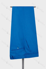 Ocean Blue Peaked Lapel 3 Piece Wedding Men Suit