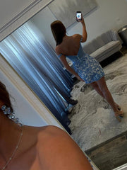 Off-Shoulder Lace Bodycon Homecoming Dress with Bow Waist