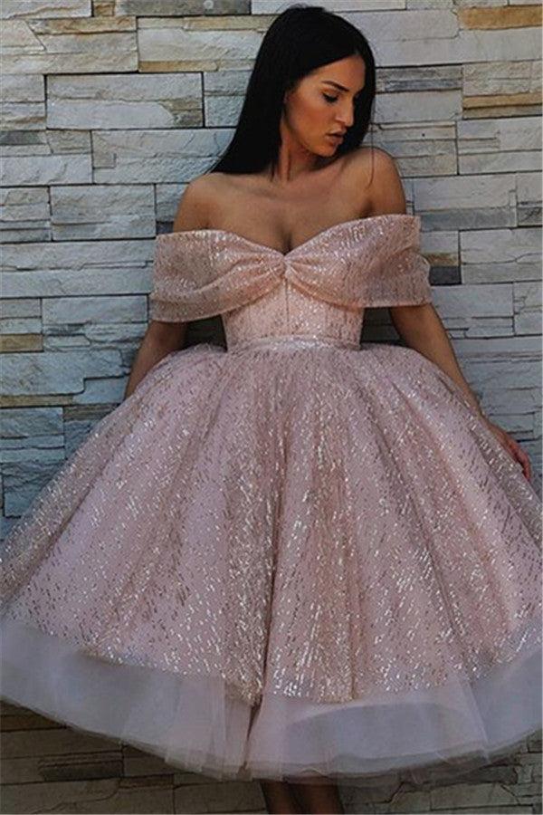 sachin and babi light blue dress Chic Off-The-Shoulder Ball Gown Tulle Homecoming Dresses | Pink Puffy Short Prom  Dresses On Sale