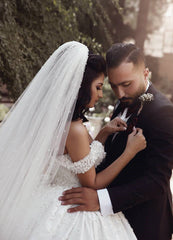 Off The Shoulder Beads Appliques Wedding Dresses | Princess Sexy Ball Gown Royal Wedding Dress