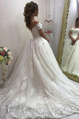Off The Shoulder Lace Wedding Dresses Online Puffy Tulle Sexy Bride Dress