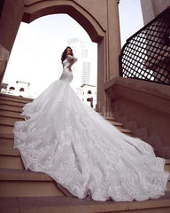 Off The Shoulder Mermaid Lace Wedding Dresses | Long Sleeve Sexy Bridal Dresses Online