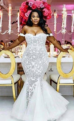 Off The Shoulder Plus Size Wedding Dresses | Mermaid Sexy Lace Appliques Bridal Gowns