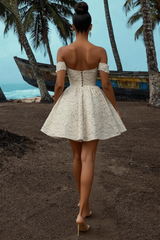 Off the Shoulder Homecoming Dresses A Line Lace Short Cocktail Dresses