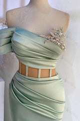 Off-the-Shoulder Mermaid Formal Dresses in Dusty Sage with Beads