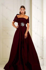 Off the Shoulder Sleeveless Long Evening Formal Dress With Pleated Beading