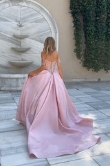 Off the Shoulder Strapless Sleeveless Ball Gown Long Evening Formal Dress With Split