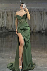 Off the Shoulder Strapless Sleeveless Long Mermaid Evening Formal Dress With Split