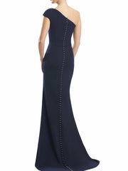 One Shoulder Long Trumpet Mermaid Gown for the Mother of the Bride
