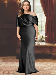 One Shoulder Plus Size Long Sheath Mother of the Bride Dress with Ruffles