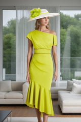 One Shoulder Ruffled Trumpet Mermaid Dress for Mothers of the Bride & Groom