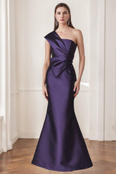 One Shoulder Sleeveless Long Trumpet Mermaid Gown for the Mother of the Bride