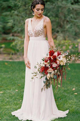 Open Back Bridesmaid Dresses | V-neck Sequins Chiffon Maid of Honor Dress Sexy