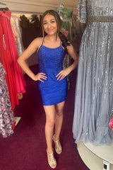 Orange Homecoming Dresses Beaded Backless Tight Short Cocktail Dresses