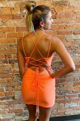 Orange Homecoming Dresses Spaghetti Straps Prom Dress