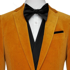 Orange Notched Lapel 2 Piece Simple Velvet Prom Suit