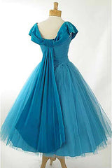 Peacock Blue Homecoming Dresses Square Neck A Line Prom Dress