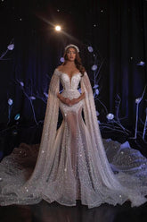 Pearl Long Sleeves Beaded Mermaid Sweetheart Evening Formal Dress