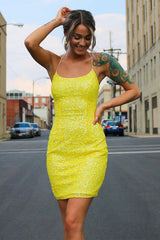 Pink Homecoming Dresses Tight Yellow Homecoming Dresses Sequin Prom Dress