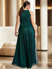 Plus Size Halter Sleeveless A Line Long Mother of the Bride Dress with Side Split