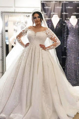 Plus Size Long Sleeve Lace Wedding Dress Tulle Bridal Gowns